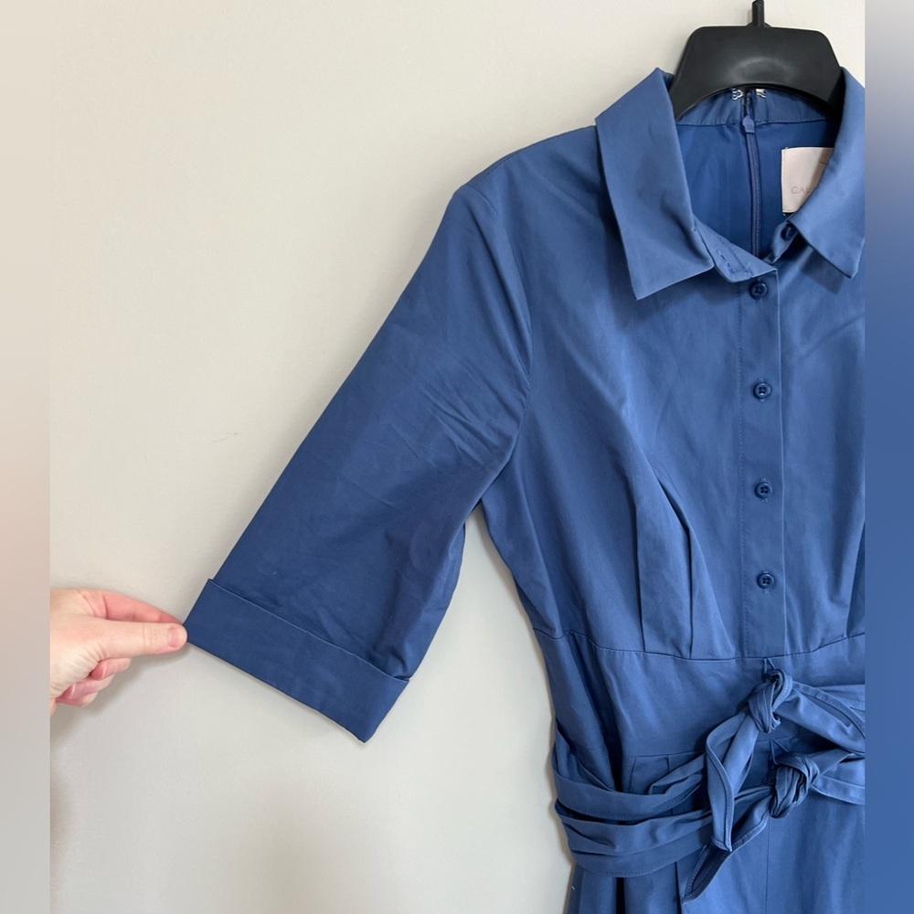Gal Meets Glam Collection Sawyer Dual-Tie Wide-Leg Cropped Jumpsuit, Blue, 4 - Picture 7 of 12